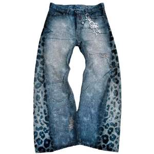 Vaqueros con Estampado Gráfico, Corte Holgado, Diseño Personalizado, Lavado Vintage, Rectos, con Remaches, Estilo Urbano de Invierno, Hip Hop, Y2K - Product Image 6