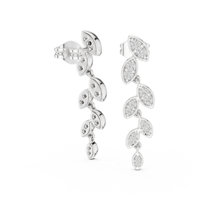ต่างหูเพชรเพาะเลี้ยงทรงกลีบดอกไม้ ประดับทองคำขาว 18 กะรัต สำหรับผู้หญิง เหมาะสำหรับงานหมั้น งานแต่งงาน ของขวัญวันวาเลนไทน์ งานอีเว้นท์ และสวมใส่ในชีวิตประจำวัน - Product Image 2