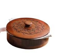 Boîte à chapati en bois de luxe, artisanale, écologique et durable, avec couvercle à rabat, design moderne, pour le rangement du pain et des roti