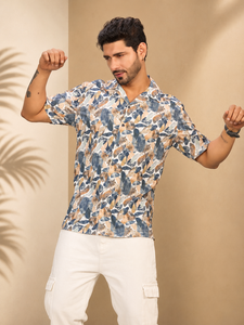 Men's Single Breasted Winter Floral Print Short Sleeve Casual <b>Shirt</b> with Anti-Pilling & Eco-Friendly Features for All Time Wear - Product Image 4