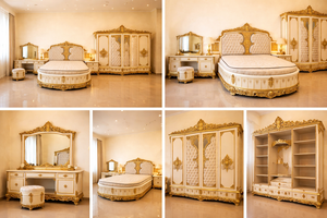 ชุดเฟอร์นิเจอร์ห้องนอนหรูหราสำหรับตกแต่งวิลล่าและพระราชวัง ชุดห้องนอนเจ้าหญิงแกะสลักด้วยมือ ชุดเตียงไม้คลาสสิก สไตล์อเมริกัน - Product Image 6