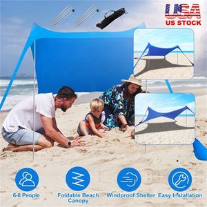 Portable 6.5x6.5FT Foldable Beach Canopy Tent Collapsible Shade Sail Sun Protection Windproof Shelter 4 Sandbags 2 Poles for - Product Image 5