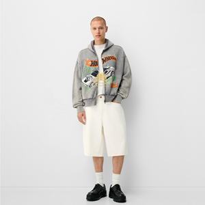 2024 High Quality Custom High Gsm 100% Cotton Sun Faded Acid Wash cotton blended Oversized screen print Zip up Hoodies <b>for</b> Men - Product Image 1