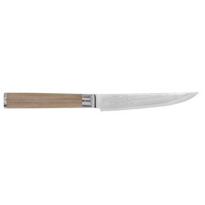 Cuchillo para carne de 4.75 pulgadas, hoja afilada de acero de Damasco con mango de madera Pakkawood rubia para cortar carne de res, filetes y cenas. - Product Image 4