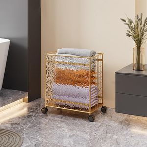 Gold laundry basket metal laundry <b>hamper</b> rolling laundry basket with wheels laundry <b>storage</b> basket modern laundry <b>hamper</b> luxury - Product Image 5