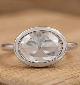 Bague Solitaire de Mariage en Or Massif 10K 14K 18K avec Diamant de Laboratoire Ovale Taille Rose, Certifié IGI, Couleur DEF, Pureté VS VVS - Product Image 2
