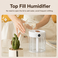 Nouvel humidificateur à double pulvérisation 2L, USB, grande capacité, silencieux, pour la maison, la chambre, le bureau, avec lumière nocturne et affichage numérique