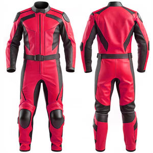 Combinaison de moto en cuir de vachette coupe confortable, coupe-vent, grande taille, pour homme, avec protection intégrale du corps et équipement de course - Product Image 1
