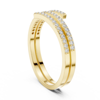 Bague en or jaune sertie de diamants pour femme, classique, triple rangée, ouverte, taille brillant rond, bijoux de mariage