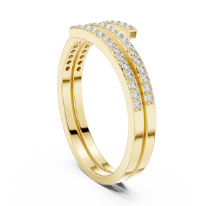 Modern Wrap Lab Grown <b>Diamond</b> <b>Ring</b> in yellow Gold | Elegant Triple Row Open Band Statement <b>Ring</b> for Women Jewelry - Product Image 2