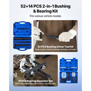 Kit di attrezzi per riparazione auto 52+14 pz, Set attrezzi 2-in-1 per montaggio boccole e guarnizioni con 49 boccole, Kit pressa cuscinetti - Product Image 2