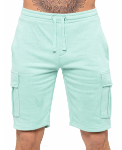 Shorts cargo en coton vert menthe uni pour hommes, avec cordon de serrage et poches latérales, style bermuda décontracté, taille mi-haute - Collection 2026 (Vente en gros) - Product Image 1