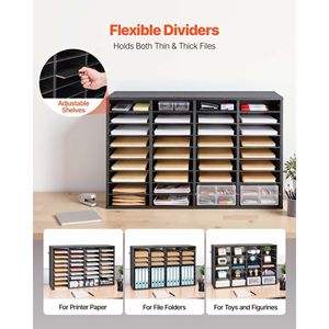 กล่องจัดระเบียบเอกสาร 36 ช่อง พร้อมกล่องจดหมายสำนักงานแบบถอดได้ โต๊ะทำงานไม้และลิ้นชัก ทำจากไม้ปาร์ติเคิลบอร์ด - Product Image 3