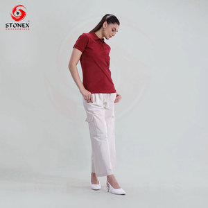 High Quality <b>Women's</b> <b>Burgundy</b> Polo <b>Shirt</b> Custom Logo Cotton Pique Short Sleeve Casual Business Apparel Manufacturer - Product Image 2