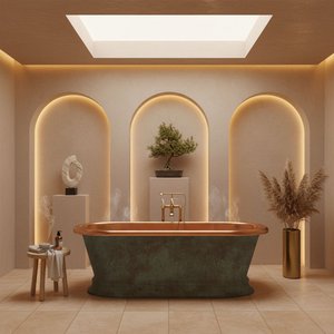 Baignoire autoportante de luxe en cuivre patiné, extérieur poli, intérieur en cuivre, pour la maison, la salle de bain, le spa - Product Image 2