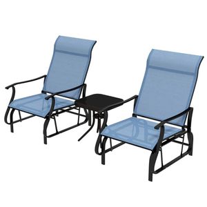Set da esterno a 3 pezzi color azzurro per terrazza e giardino - Product Image 5