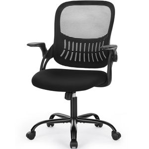 Chaise de bureau ergonomique avec soutien lombaire, dossier mi-haut en maille, réglable en hauteur, pivotante, pour tâches de bureau, siège plus large pour cadres - Product Image 1