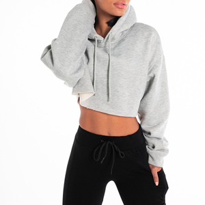 High Quality Custom Women's Embroidered Oversized Fleece Crop <b>Top</b> Hoodie Hip Hop Style Streetwear Winter - Product Image 3