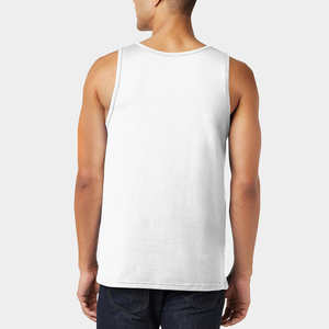 <b>Men's</b> <b>White</b> Sleeveless Tank Top O-Neck Knitted Casual <b>Vest</b> 100% Cotton Solid Color Plain Dyed Style - Product Image 4