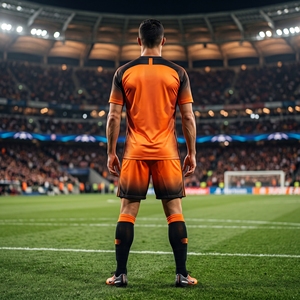 Dumela International Men's Football Kit Black Orange V-Neck <b>Jersey</b> Shorts Set Breathable Team <b>Sports</b> Uniform M - Product Image 4