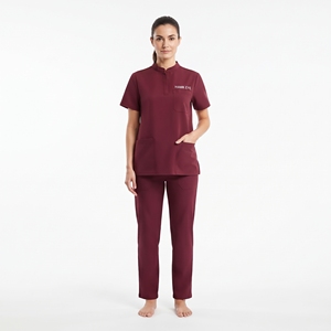 Uniforme Médico para Mujer, Conjunto de Blusa de Manga Corta con Cuello Alto y Pantalón, Uniforme de Hospital con Logotipo Personalizado - Product Image 3