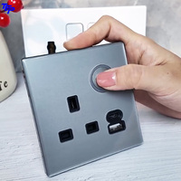Prise murale en verre TEP L89 Premium avec ports USB Type-C, prise universelle 13A, charge rapide, unipolaire/bipolaire pour villa