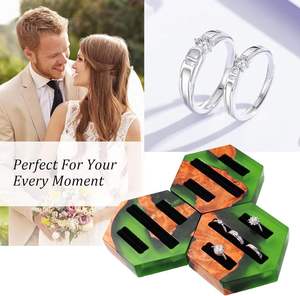 Boîte à bagues hexagonale en résine et bois |   Plateau à bijoux de qualité supérieure avec doublure en velours |   Couleur/taille/logo personnalisables |   Cadeau Écologique pour Demoiselle d'Honneur - Product Image 4