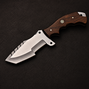 Carbon Steel Handmade Fixed Blade Tracker Style Hunting <b>Knife</b> Industrial Grade Outdoor Camping <b>Knife</b> with Rosewood <b>Handle</b> OEM - Product Image 1