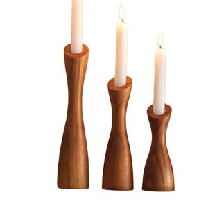 Bougeoirs en bois pour centre de table (9 ",8",6 ")-(convient aux bougies de 7/8") Ensemble de bougeoirs en bois de ferme-Automne rustique - Product Image 1