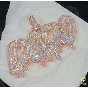 Moissanite "DODO" Pendant Custom Bubble Letter Necklace Luxury Hip Hop Jewelry <b>Iced</b> <b>Out</b> <b>Chain</b> For Men - Product Image 4