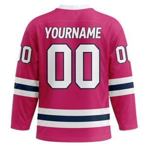 Camiseta Deportiva de Hockey sobre Hielo Sublimada Rosa para Hombre, Cuello en V, Rayas, Poliéster, Uniforme Deportivo para Equipo, Ropa para Partidos - Product Image 2