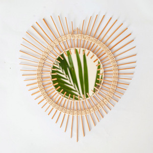 Heart shape rattan wall hanging mirror <b>retro</b> <b>decor</b> mirrors direct cost from Vietnam manufacturer - Product Image 3