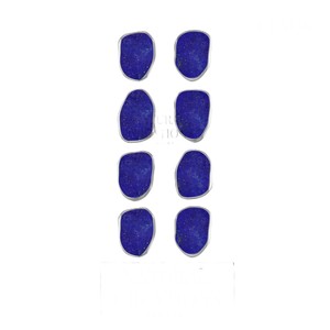 925 Sterling Silver Natural Lapis Lazuli Rough Classic Style Bezel Setting <b>Stud</b> <b>Earrings</b> 4-Pair Pack for Gift Party Wedding - Product Image 1