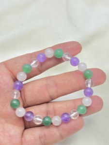 Hermosa Pulsera Tripale Sto de Madera Petrificada de Súper Calidad, con Gemas de Cristal Natural y Piedras Semipreciosas - Product Image 2