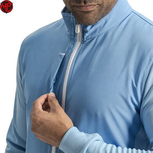 Veste de sport hybride bleu clair pour homme, en PU, à col montant zippé, à manches longues, pour l'hiver - Product Image 2