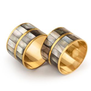 Unique Design Brass <b>MOP</b> Napkin Ring Metal Napkin Ring With <b>MOP</b> Inlay Stainless steel Napkin Ring At very reasonable Price - Product Image 1