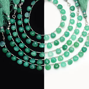 Perles de chrysoprase d'olive naturelle verte de haute qualité à facettes en forme de coeur 6 pouces 8x8 MM fabrication de bijoux en pierres précieuses - Product Image 2