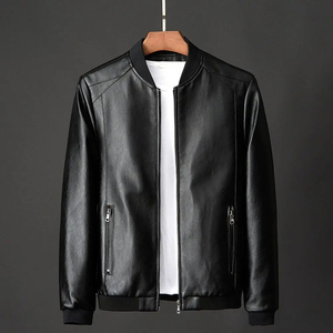 Veste en cuir pour motards, coupe-vent, grande taille, respirante, confortable, veste en cuir pour hommes, OEM - Product Image 1