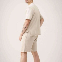 Conjunto de Dos Piezas para Hombre, Camiseta y Pantalones Cortos de Verano, Tejido de Algodón Transpirable, Ligero, Estampado Sólido, Ropa Urbana Personalizable
