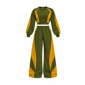 Conjunto deportivo de dos piezas para mujer, talla grande, otoño invierno, con logotipo y talla personalizados, pantalones deportivos y sudaderas con cremallera. - Product Image 1