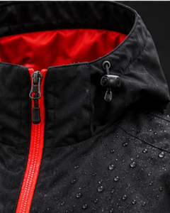 Veste coupe-vent à capuche noire pour homme, fine, imperméable, en polyester, fermeture éclair sur le devant, décontractée, pour l'hiver, coupe régulière, unie - Product Image 4