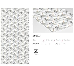 Carreaux muraux en porcelaine effet pierre naturelle design moderne 600x1200, design 3D, finition polie et émaillée, aspect marbre, pour hall, villa, école - Product Image 2