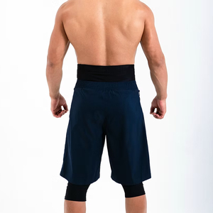 Men's <b>Navy</b> Blue Board Shorts Mid Waist Drawstring Quick Dry Solid Color Casual Sport Style Shorts With Pockets - Product Image 5