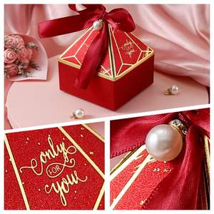 Caja de Regalo de Cartón Corrugado Piramidal de Lujo TH CBB-560, Decoración con Cinta de Perlas, Materiales Reciclados, Personalizable para Bodas y Fiestas - Product Image 4