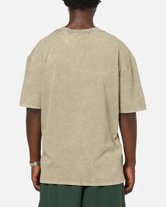 Camiseta Extra Grande para Hombre, Color Verde Oliva Claro, Estilo Vintage Lavado, Corte Holgado de Verano, Camiseta Personalizada al por Mayor OEM - Product Image 5