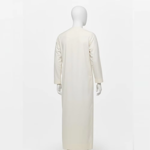 Wholesale Premium Cotton Stand Collar Modest <b>Thobe</b> Islamic Eid Plus Size Floor Length Short Sleeve Quick Dry Breathable - Product Image 4