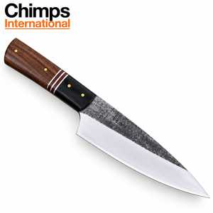 Couteau de chef en acier inoxydable J2 forgé à la main, manche en bois et résine |   Couteau de cuisine à usage quotidien avec étui en cuir - Product Image 5