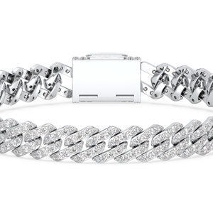 Bracelets chaîne cubaine REYES en or massif 14 carats de haute qualité avec diamant CVD de laboratoire taille ronde 6,02 carats, bijoux de luxe pour femme pour soirées - Product Image 3