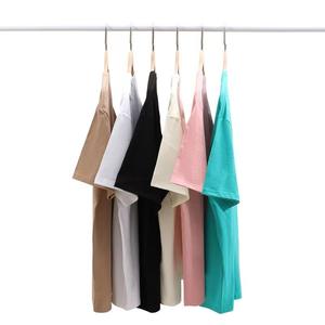 T-shirt décontracté pour homme en coton pur 220g, couleur unie, coupe ample, absorbant la transpiration, avec logo personnalisé OEM. - Product Image 1