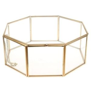 Caja de Joyería Decorativa de Metal y Vidrio con Acabado Dorado para Regalo de Boda y Organización de Joyas de Lujo - Product Image 3